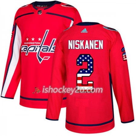 Mænd NHL Washington Capitals Trøje Matt Niskanen 2 Adidas 2017-2018 Rød USA Flag Fashion Authentic